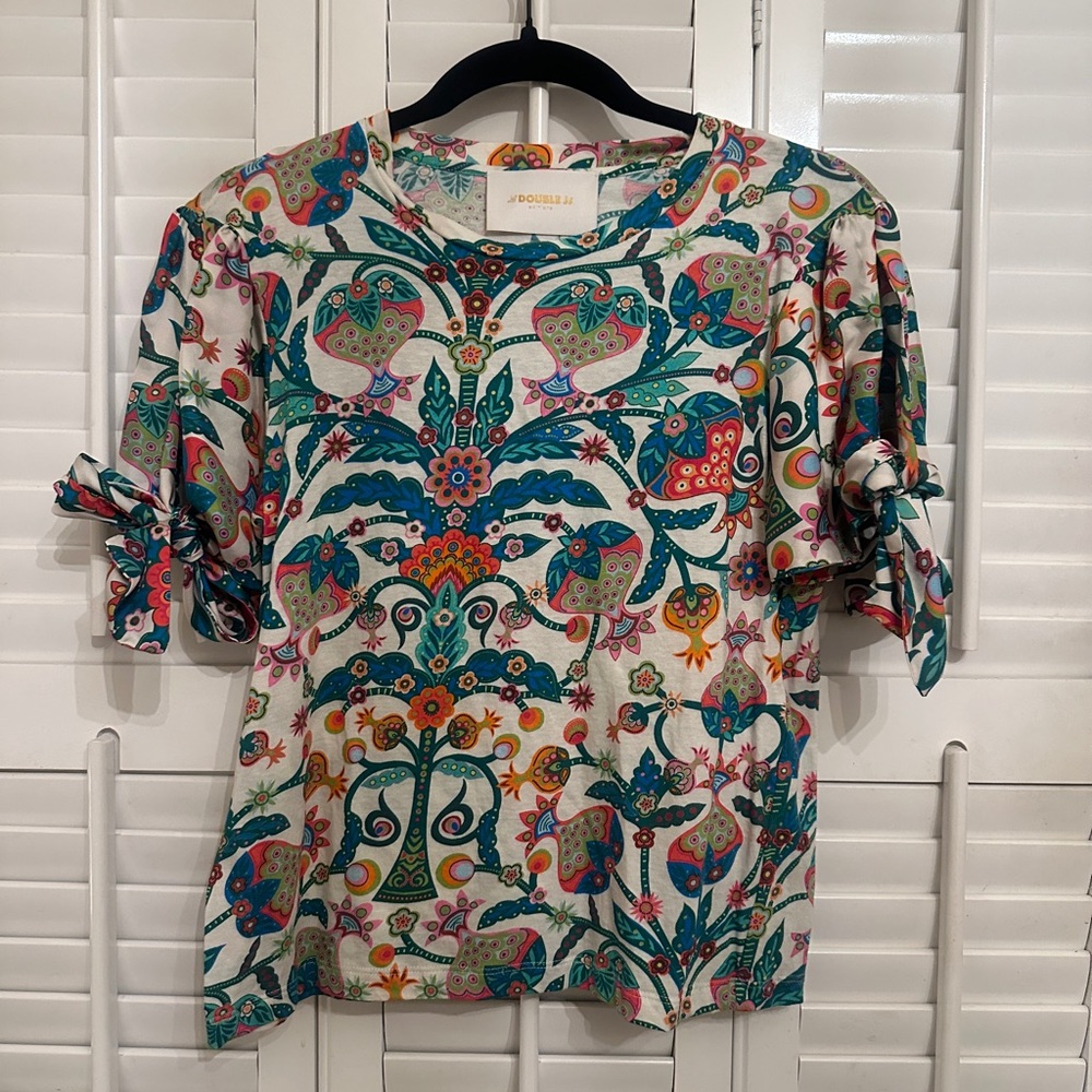LA DOUBLEJ Tree of Life Floral Print Short Sleeve Tee Shirt